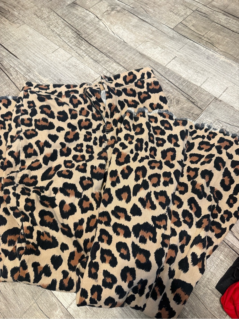 Leopard print flare jeans